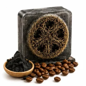 black charcoal loofah soap