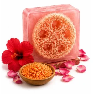 pink loofah soap