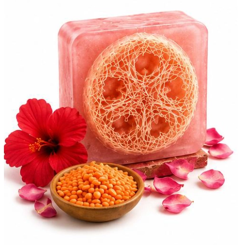 pink loofah soap
