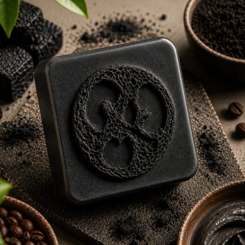 black charcoal loofah soap